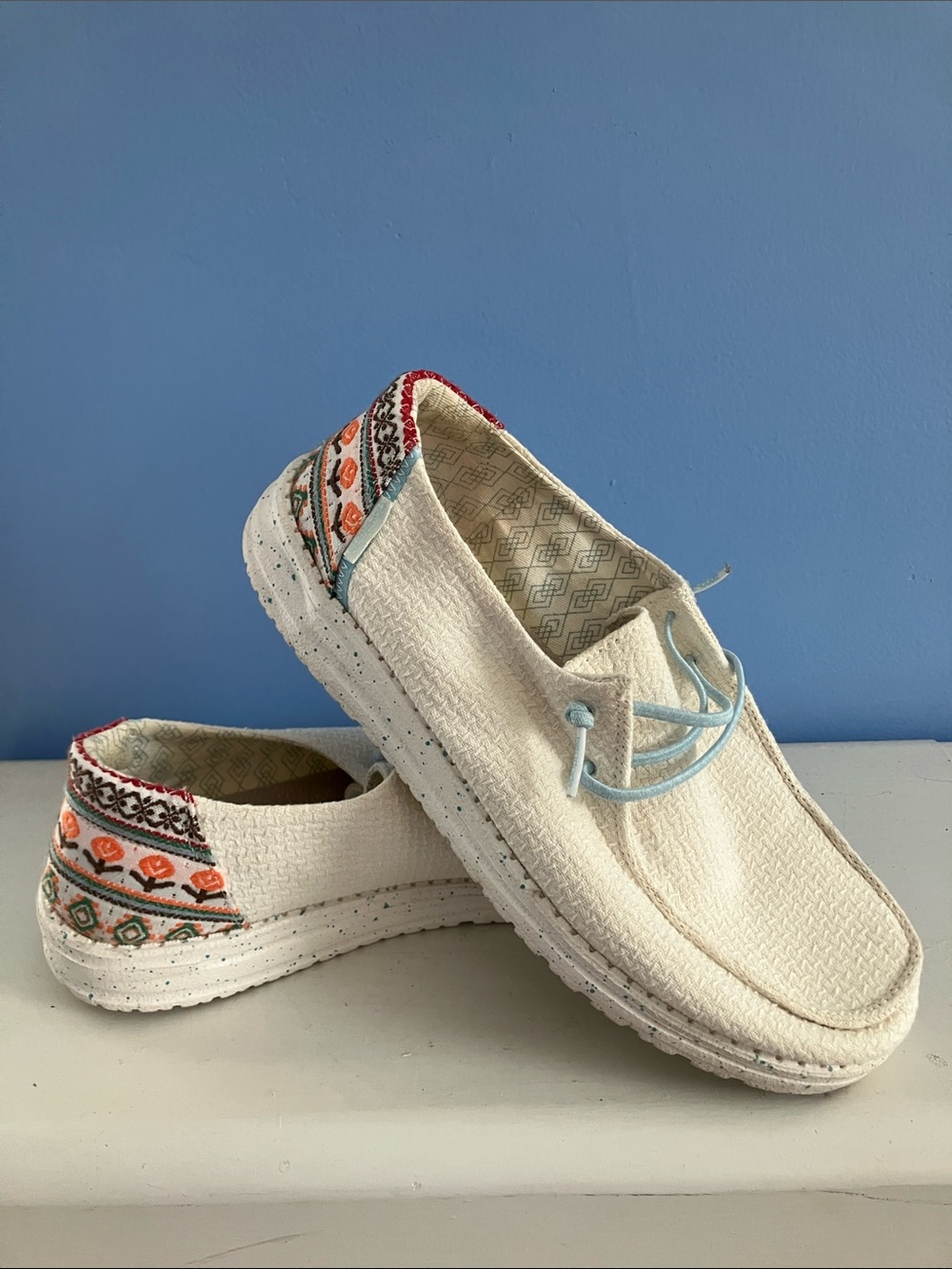 Hey Dude - Women’s Wendy White Aztec Shoes - 8